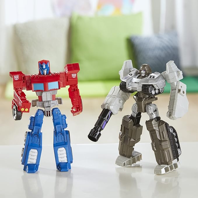 Transformers Toys Heroes and Villains Optimus Prime and Megaton 2-Pack Action Figures - for Kids Ages 6 and Up, 7-inch