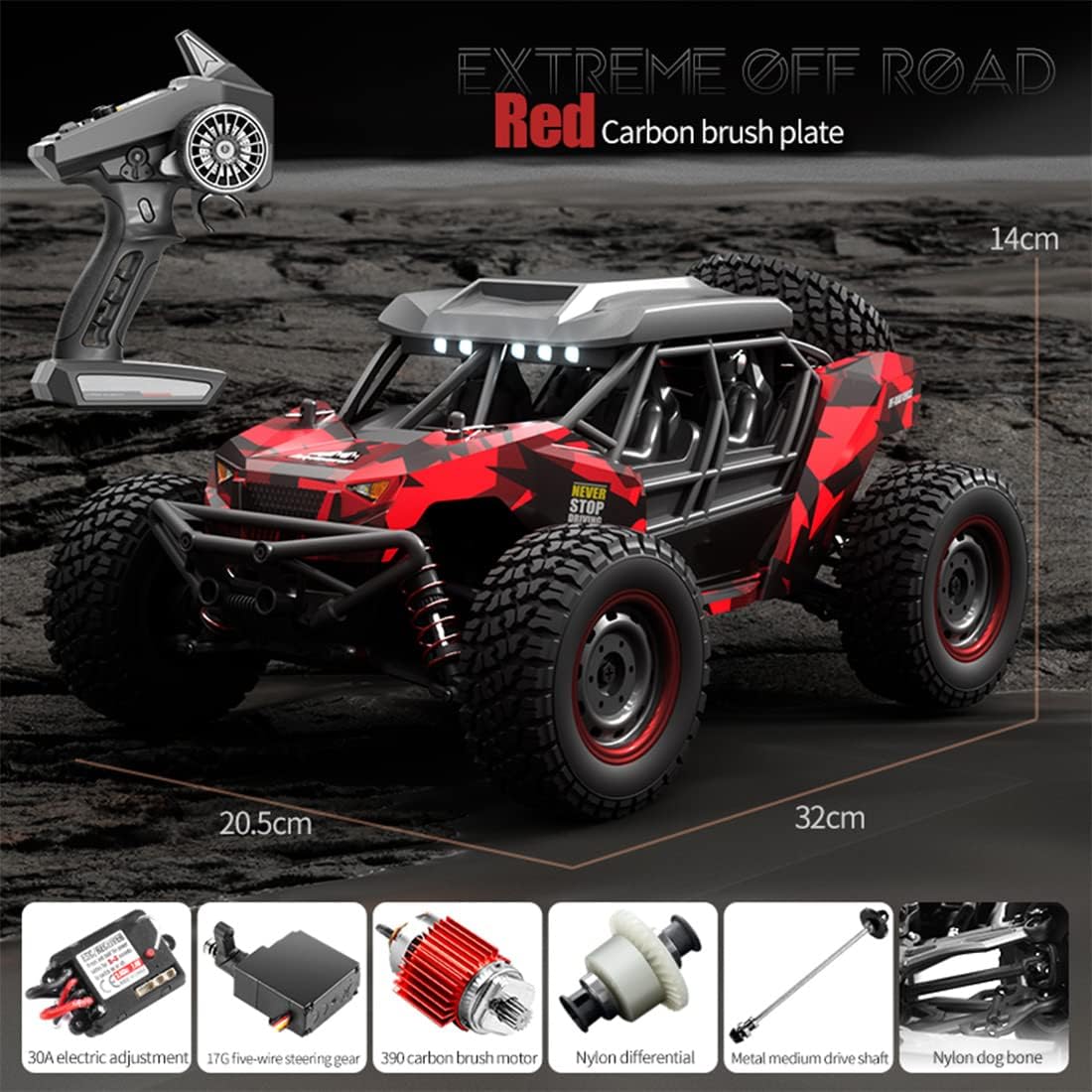 RC Car With LED, Remote Control Off-road Cars, 16106 1:16 50KM/H 4WD, High Speed Drift Monster, RC Truck for Kids vs Wltoys 144001 Toys