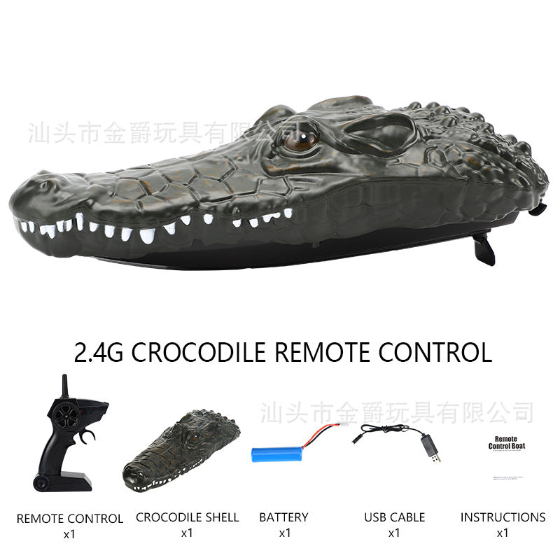 2.4G Summer Water Floating Remote Control Crocodile Boat, Electric Speedboat Model Boy Toy