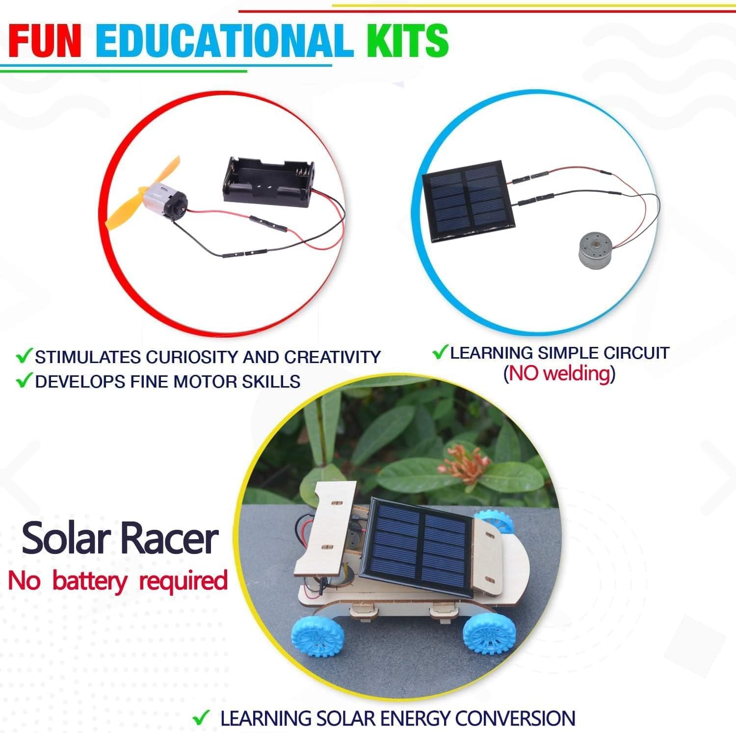 Solar Power & Electric Engineering Kit, Perfect STEM Toys, DIY Kits Puzzles for Kids 8-12-14, Science Kits for Kids, Gift for Teens Boys Ages 8-13 & School Projects - Toyigo