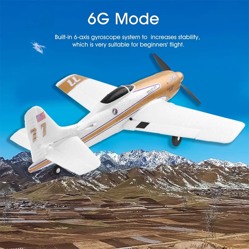 RC helicopter,  Remote Control Airplane, XK A220 A210 A260 A250 2.4G 4Ch 6G/3D model stunt plane six-axis RC airplane electric glider drone outdoor, P-40 RC Plane for Kids - Toyigo