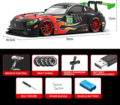 Remote Control Drift Car, Drift RC Cars 1/16 Remote Control Car 2.4GHz 4WD, Remote Control Race Car, Kids Gift for Children Boys Girls, Tires Replaceable with LED Light