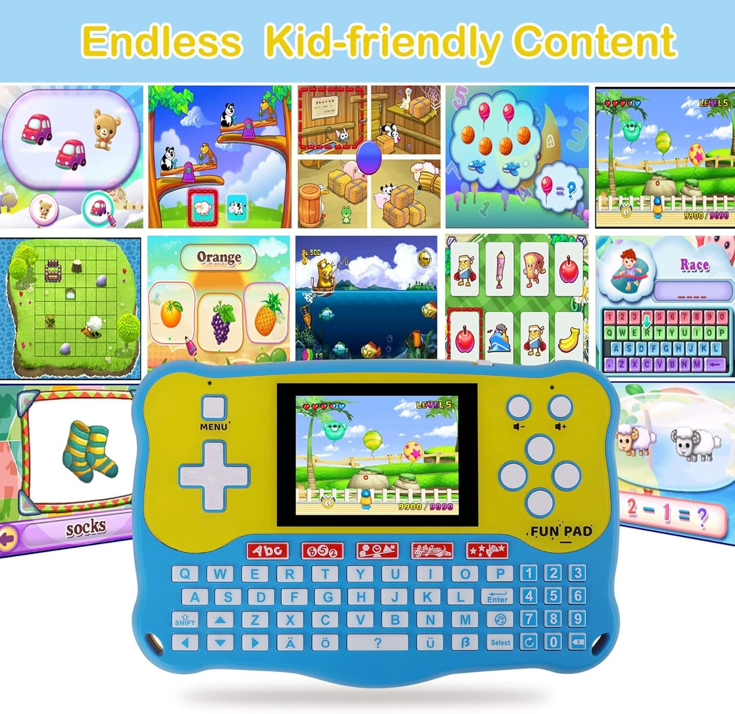 Baby Learning Pad, Kids Tablet with 102 Activities, Learning Pad with Math Activities, Interactive Educational Electronic Toys, ABC Alphabet Tablet, Gifts Handheld Game for Preschool Boys  Girls Ages 3-12 for Kids - Toyigo