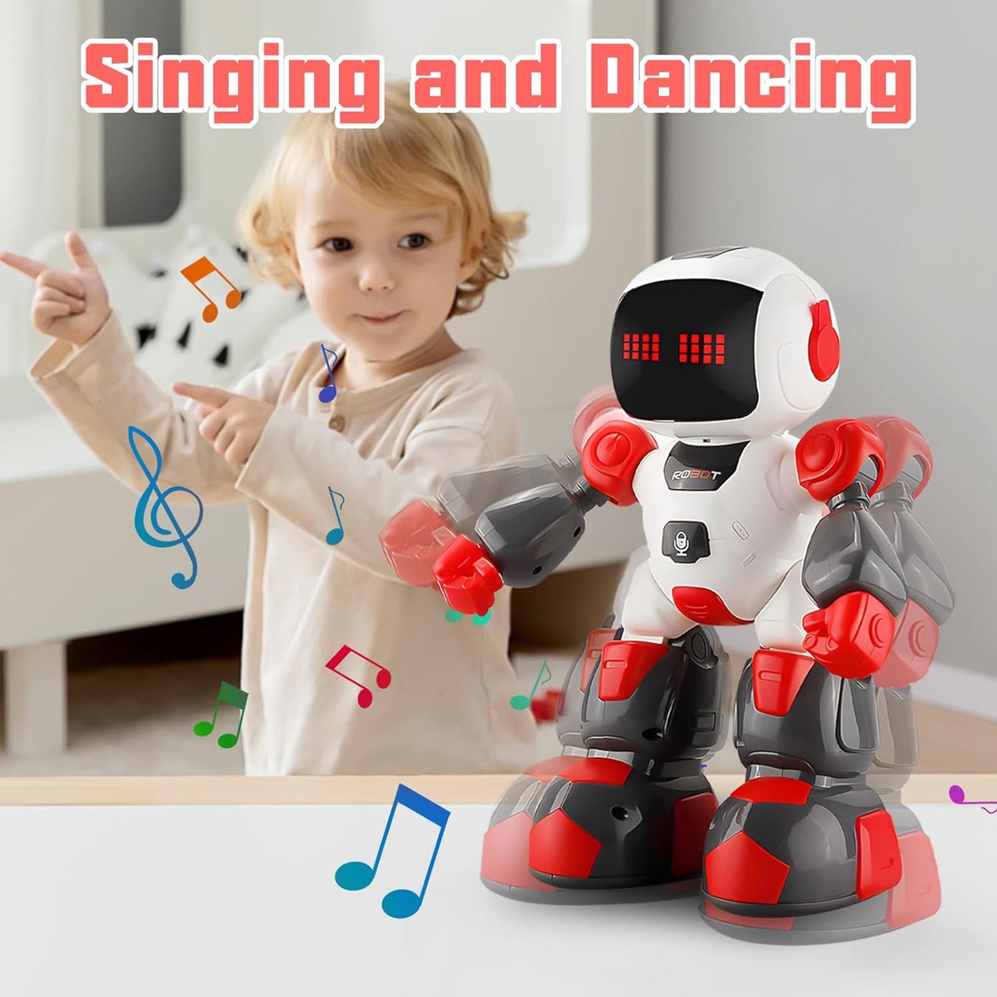 Robot Toys, Programmable Smart Remote Control Robot, Educational Robot LED Eyes and Voice Recording Function, Children Cool Tech Gifts Age 4 5 6 7 Boys for Kids