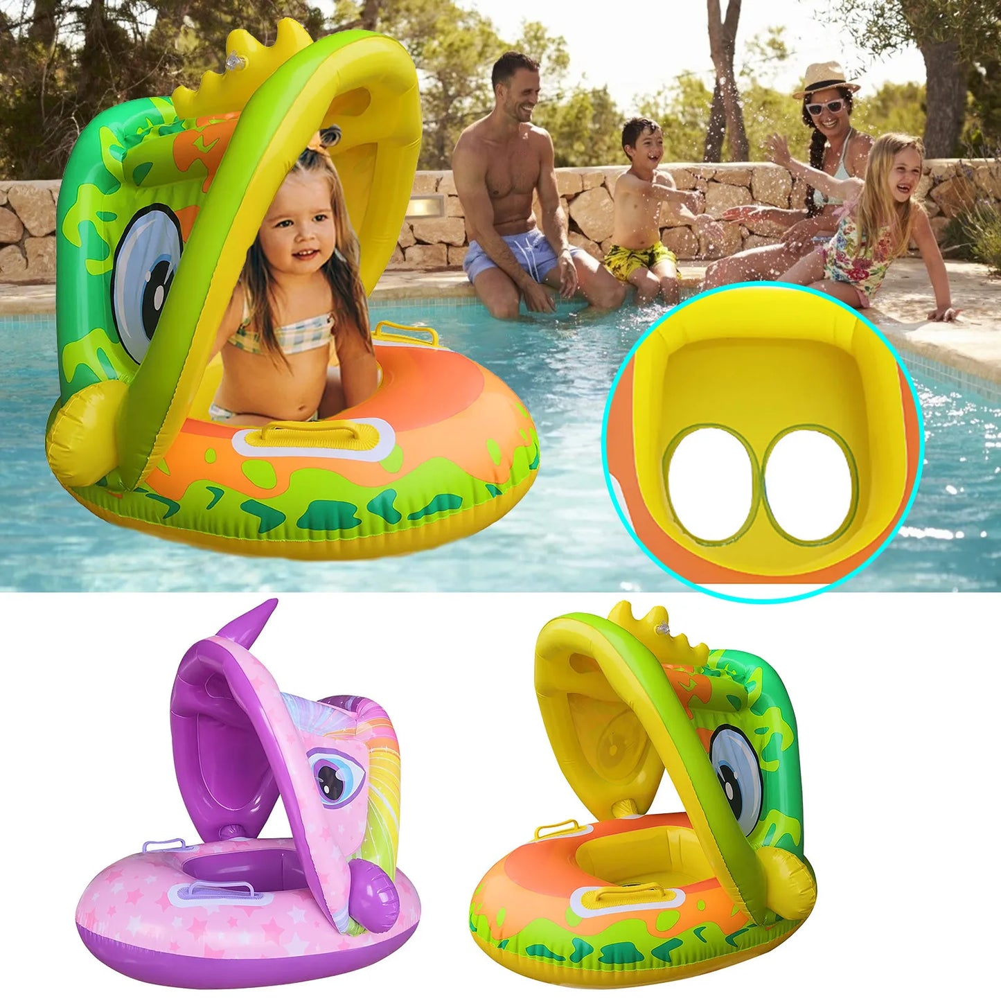 Baby Swimming Float, Infant Pool Swimming Boat, Baby Pool Toy, Inflatable Floating Ring for Kids, Infant Floating Pool, Baby And Mother Swim Trainer Toy Kids 1-6Y - Toyigo