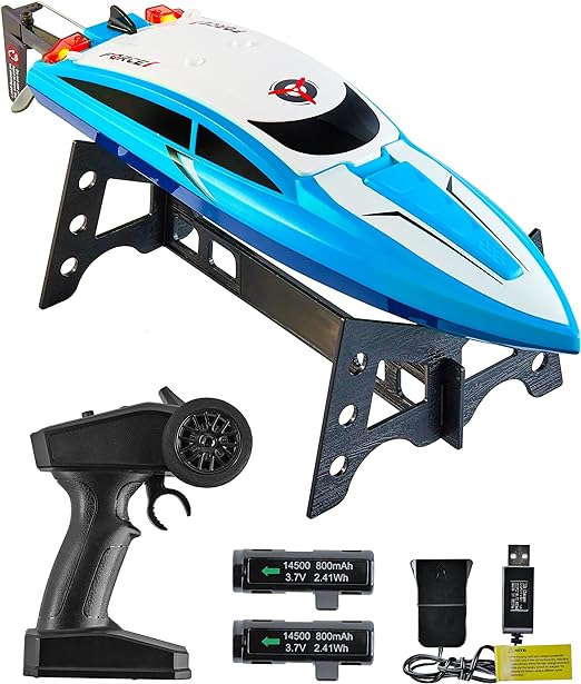 Remote Control Boat for Pools and Lakes, Velocity Pro LED RC Boat, Mini Under Water RC Boat , 2 Rechargeable Batteries, 2.4GHZ Remote Control Boats For Adults and Kids - Toyigo