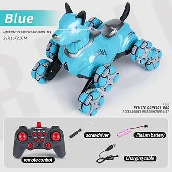 Programmable RC Robot Dog, Interactive Stunt Toy with LED Eyes, Sound, and Smart Dancing for Kids 5+