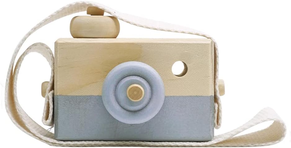 Baby Toy Wooden Mini Camera Toy, Baby Kids Cute Mini Sharpe Toy, Neck Hanging Photographed Props for Baby Toddlers Children Kids' Room Hanging Decor Gift (Gray) - Toyigo