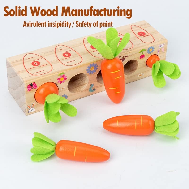 Wooden Montessori Shape Matching Puzzle - Carrot Harvest Game for Boys and Girls Aged 1-3 | Developmental Educational Toy for Toddlers | Ideal Birthday Gift for Fine Motor Skill Development