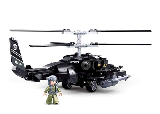 Apache Fighter Helicopter Building Blocks Set - Small Particle Assembly Model for Boys - Perfect Plug-in Toy Gift