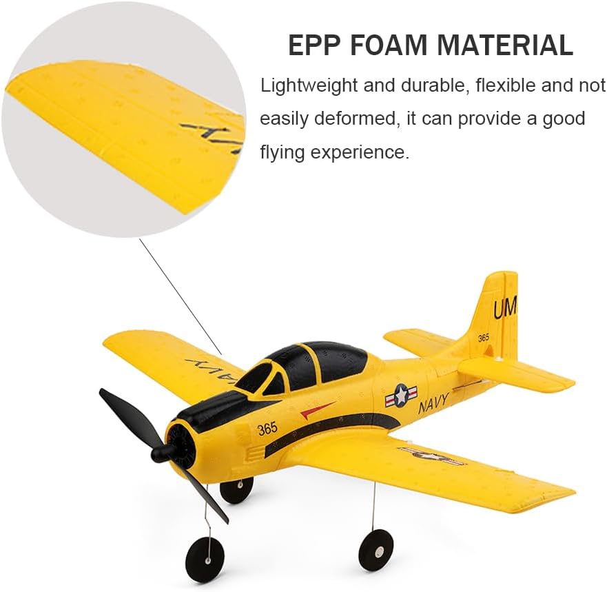 A210 T-28 4CH RC Airplane for Adults – Fixed Wing Remote Control Aircraft with 2 Batteries, 2.4GHz Outdoor RC Model Plane, Yellow