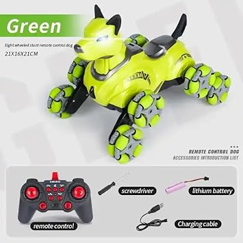 Programmable RC Robot Dog, Interactive Stunt Toy with LED Eyes, Sound, and Smart Dancing for Kids 5+