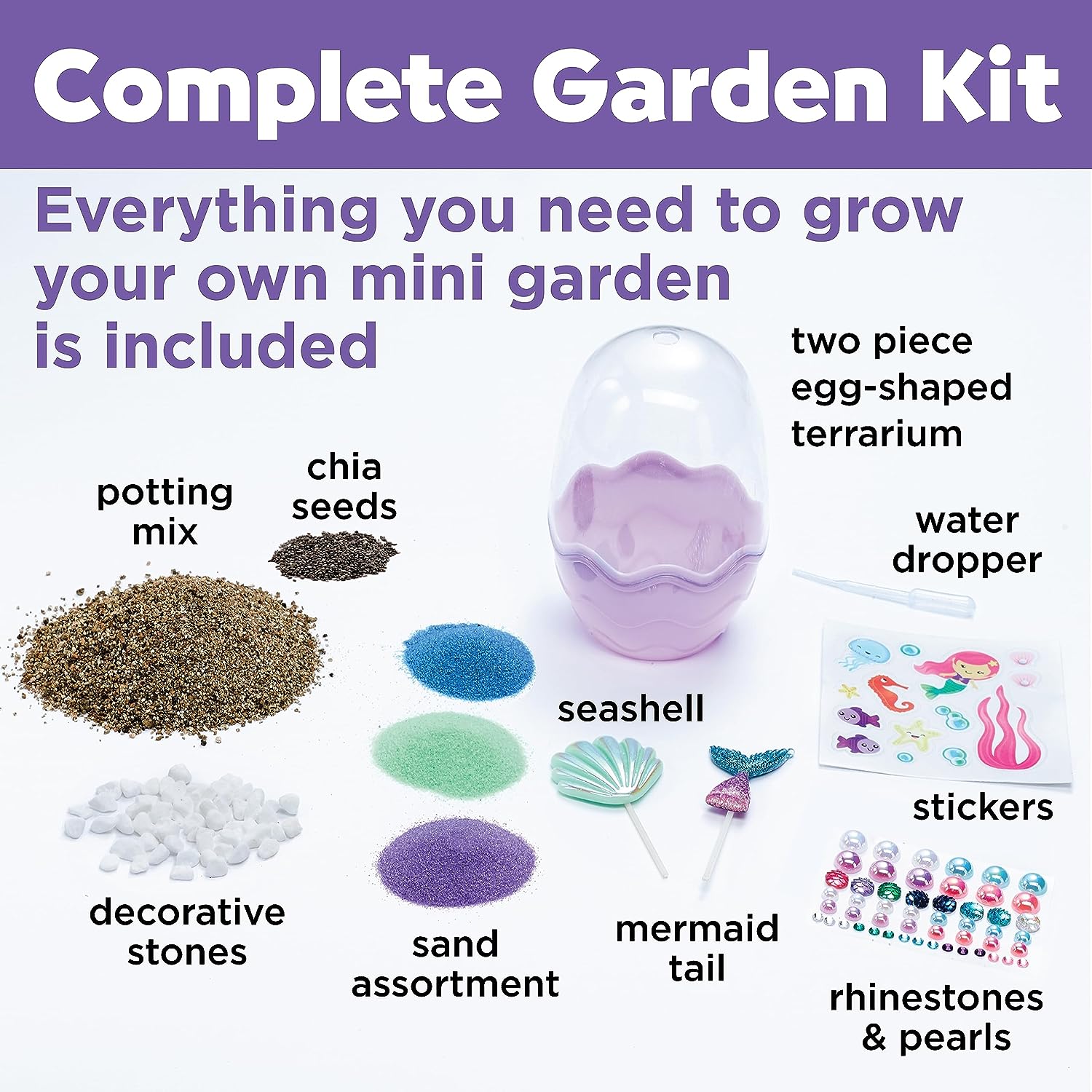 Creativity for Kids Mini Garden Mermaid Terrarium Kit, Stocking Stuffers, Crafts and Gifts for Girls Ages 6-8+ - Toyigo