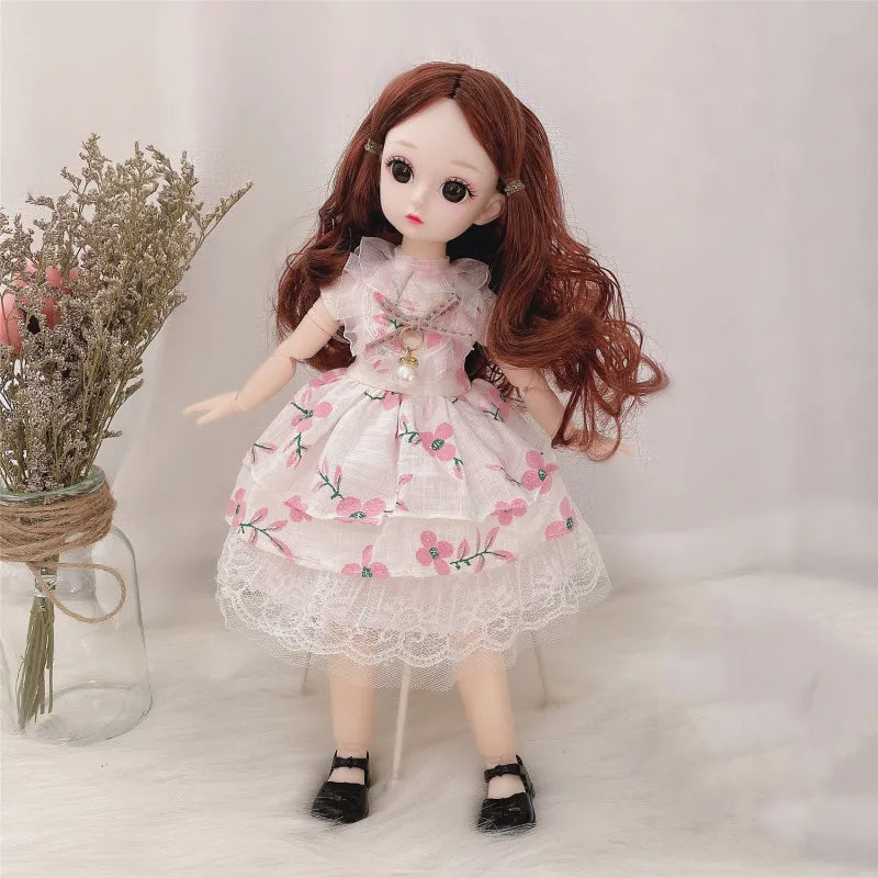 Innocent cute dolls, 30cm Doll 12 Moveable Joints,1/6 Girl's Dress 3D Brown Eyes, Beauty dolls, with Clothes, Shoes, Kids Toys for Girl Children Gift( Full Set) - Toyigo