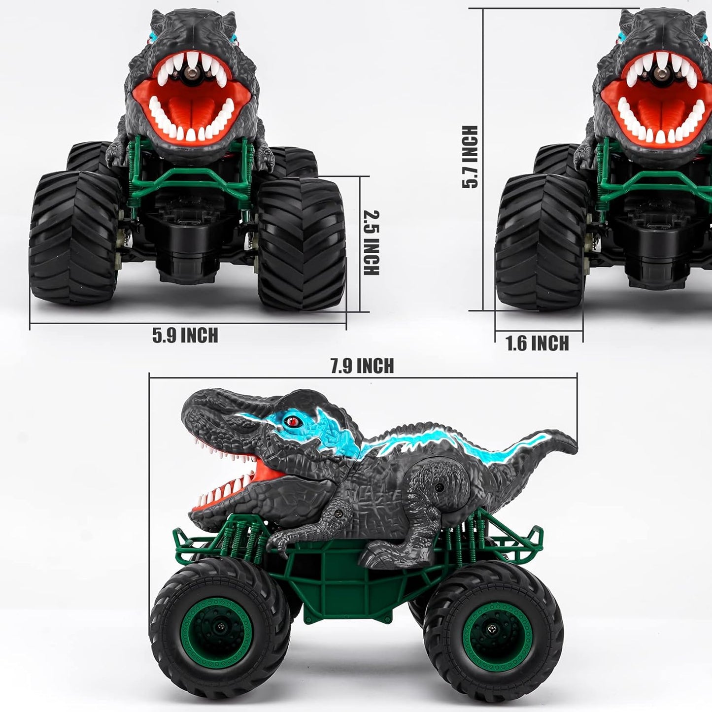 Remote Control Dinosaur Car Toys for Kids Boys, 2.4GHz RC Dinosaur Car Toys with Light, Sound, Spray, Indoor Outdoor All Terrain Rechargeable Electric RC Car, RC Toy Cars Gifts for Boys Kids