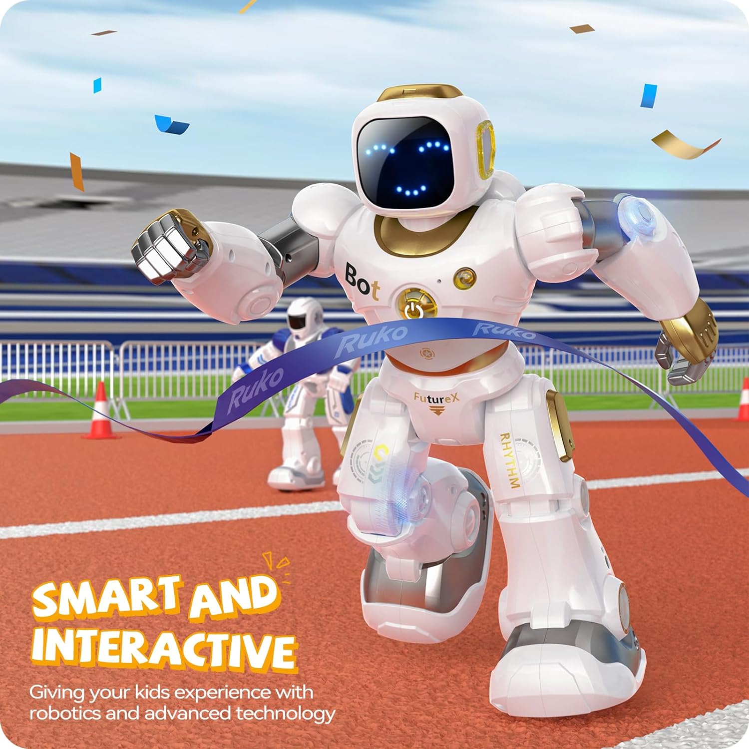 Smart Robot for Kids, Large Programmable Interactive STEM RC Robot, Voice Control and App Control, Gifts for Boys and Girls 4 5 6 7 8 9, Gold - Toyigo