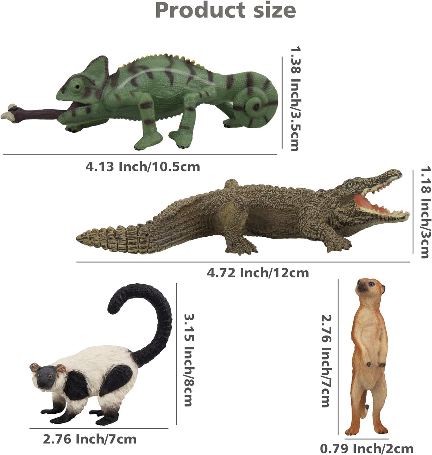 Jungle Animals Figurines Toy, 11PCS Madagascar, Jungle Forest Zoo Animal Figures Set, Christmas Birthday Gift Party Favor School Project for Kids Toddlers, with Meerkat Lemur Chameleon Crocodile - Toyigo