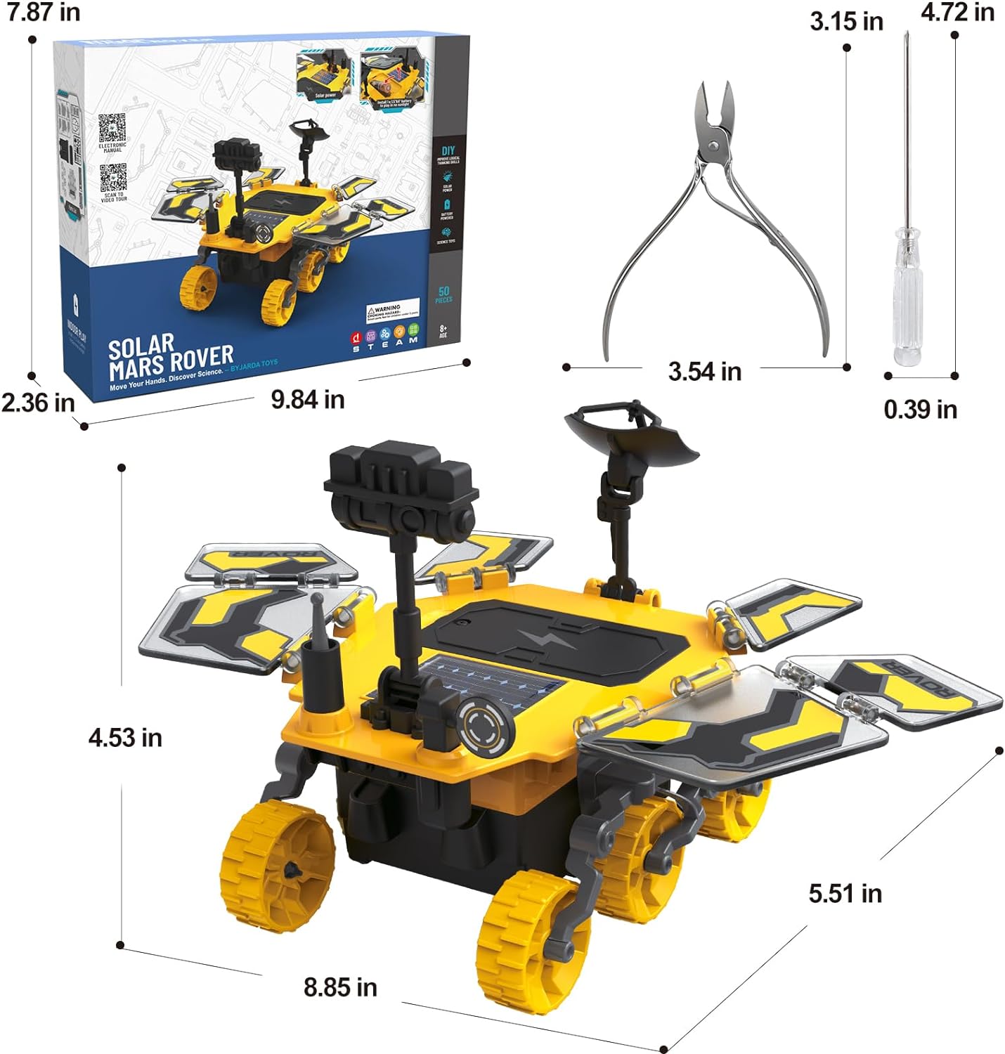 Solar Power Mars Rover STEM Educational Toys, Space Toys DIY Science Kit with Two Energy Modes as Birthday Gifts for 8 9 10 11 12 Years Old Boys Girls Teens - Toyigo