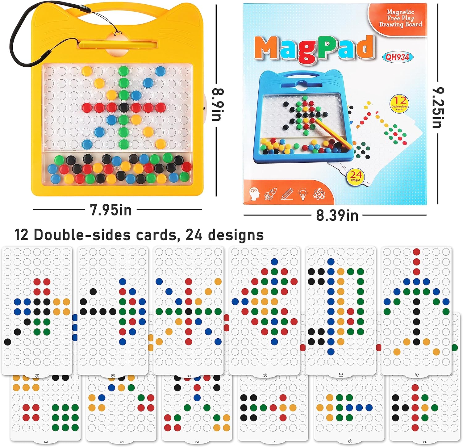 Magnetic Drawing Board for Kids, Toddler magnetic doodle board, Colourful doodle board with Magnetic Pen and Magnetic Beads, Kids Toy Stocking Stuffers for Kids Travel Toys Toddler Toys 2-3 3-5 - Toyigo