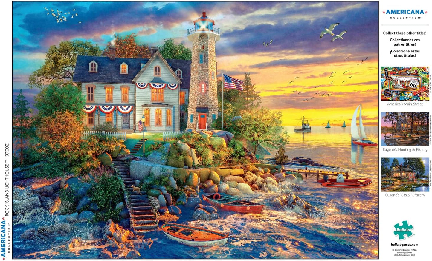 Dominic Davison - Rock Island Lighthouse - 500 Piece Jigsaw Puzzle