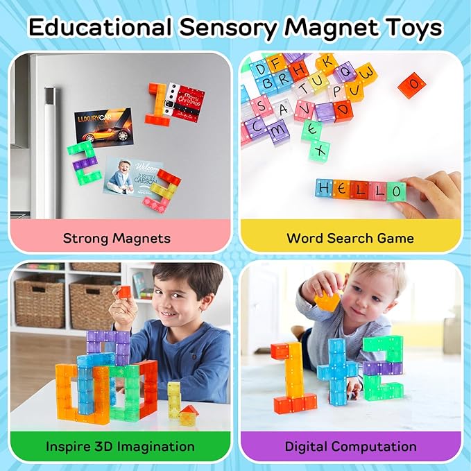 36PCS Magnetic Blocks, Magnetic Building Blocks for Toddlers 3-5, Magnet Blocks, Magnetic Toys, Magnet Toys for Toddler, Kids Building Blocks, Toddler Building Toys for Kids