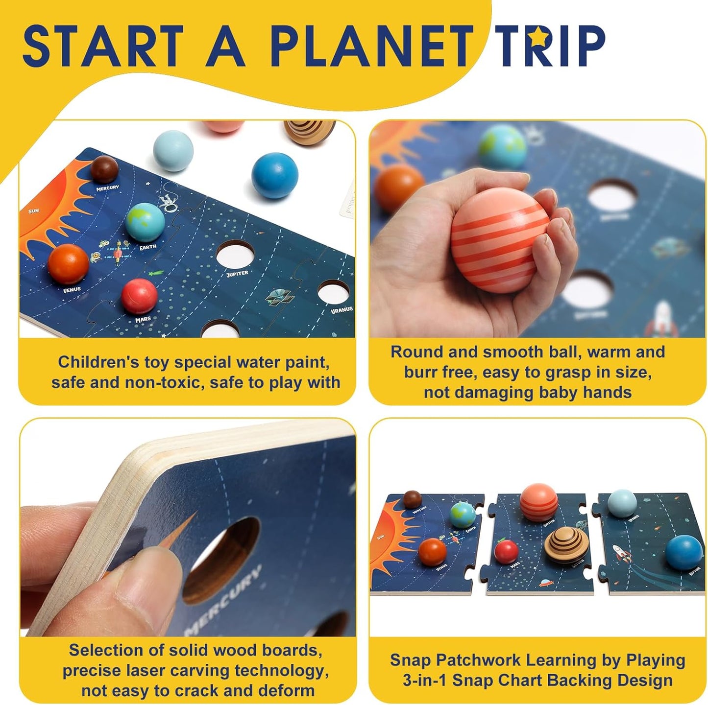 Wooden Solar System Model Board, Kids Solar System, Montessori Planet Toys, Educational Planets Balls, Preschool Learning Puzzle, Space Learning Toys