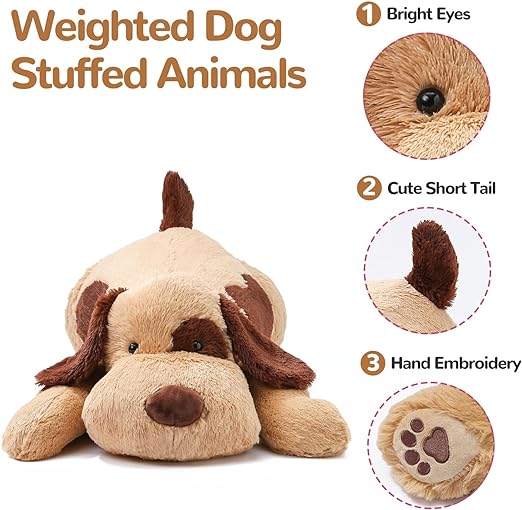 Brown Dog Weighted Stuffed Animals, 20 Inch 3.5 lbs Weighted Plush Animals, Soft Big Puppy Plush Pillow Toy, Gifts for Kids, Boys and Girls Adults (20" 3.5lbs)