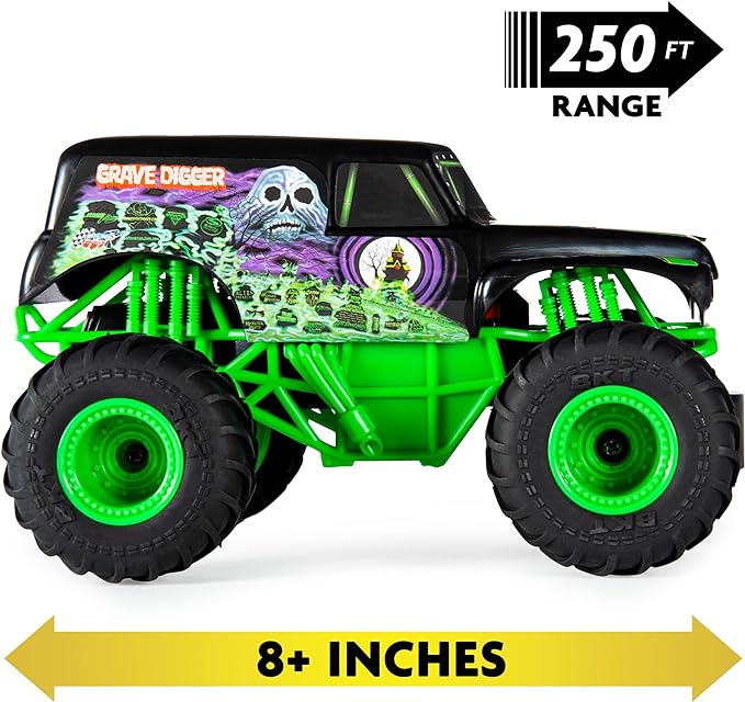 Remote Control Monster Truck, Monster Jam Official Grave Digger Remote Control Monster Truck, 1:24 Scale, 2.4 GHz For Kids - Toyigo