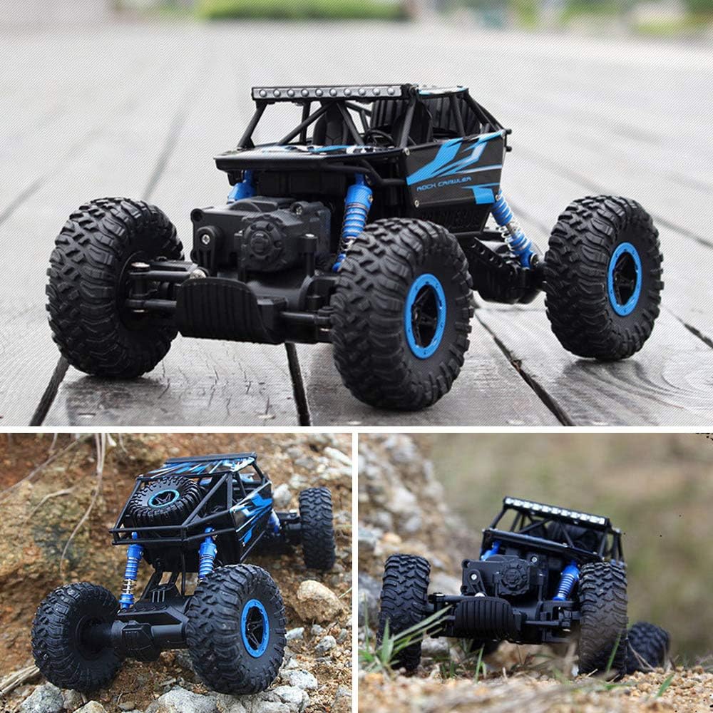 Remote Control Car, 2.4Ghz 4WD All Terrain RC,  Rock Crawler Monster Truck With 2 Batteries, Remote Control Car for Kids Boys, Blue - Toyigo