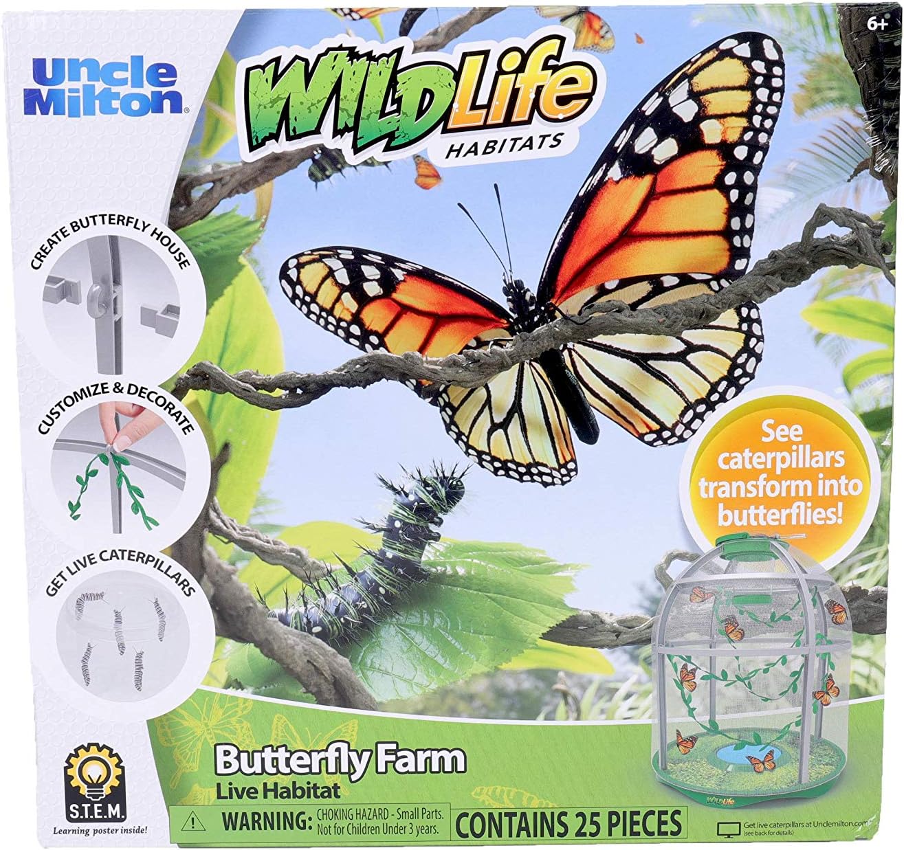 Butterfly Farm Live Habitat, Observe Caterpillars Transform Into Butterflies, STEM Toy, Great Gifts for Boys & Girls Ages 6+ - Toyigo