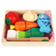 Farmers Market Basket Toy Set, Wooden Vegetable & Fruit Cutting Play Food, Kitchen Accessories for Kids