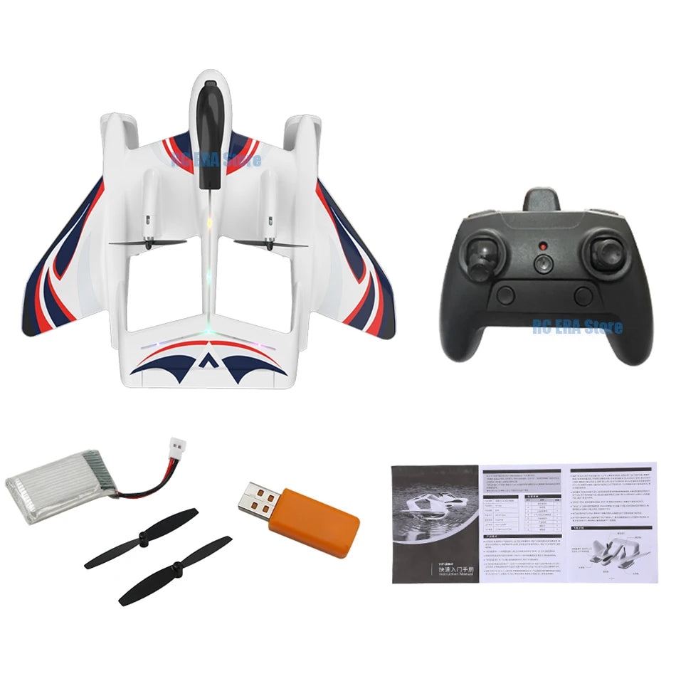 Remote control plane, Waterproof Gyro Stabilized EPP Foam Fixed-Wing Glider Aircraft RC Plane with LED Lights, 2.4GHz 2CH RC Aircraft, RC Glider with Gyroscope and Stunt Flying for Kids - Toyigo