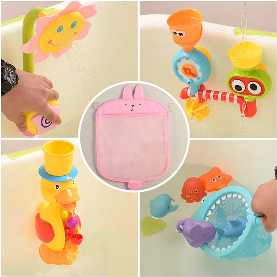 Bath Toys Kids Basket, Bath Toy Organizer,  Kids Basket Cartoon Animal Shapes Toys, Quick Dry Bath Toy Holder Bag, Toys Storage Net Bag - Toyigo