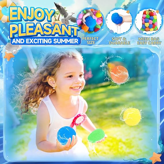 Water Balls, 60 Pcs Reusable Reusable Water Balloons for Outdoor Toys and Games, Water Toys for Kids and Adults Boys and Girls - Summer Toys Ball for Pool and Backyard Fun