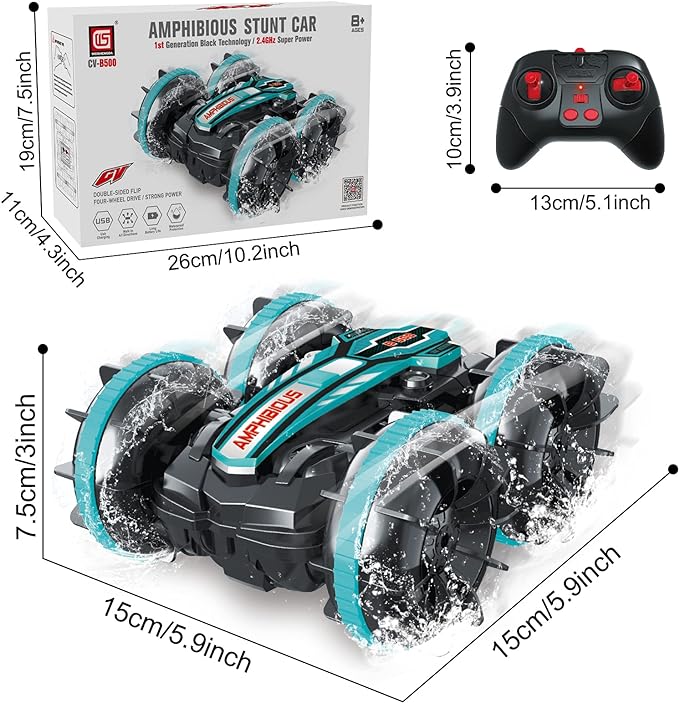 RC Car, 2.4 GHz Remote Control Boat Toys, Waterproof RC Monster Truck Beach Toys, Remote Control Stunt Car Vehicle Double-sided Flip Driving Drift RC Cars Outdoor Toys - Toyigo