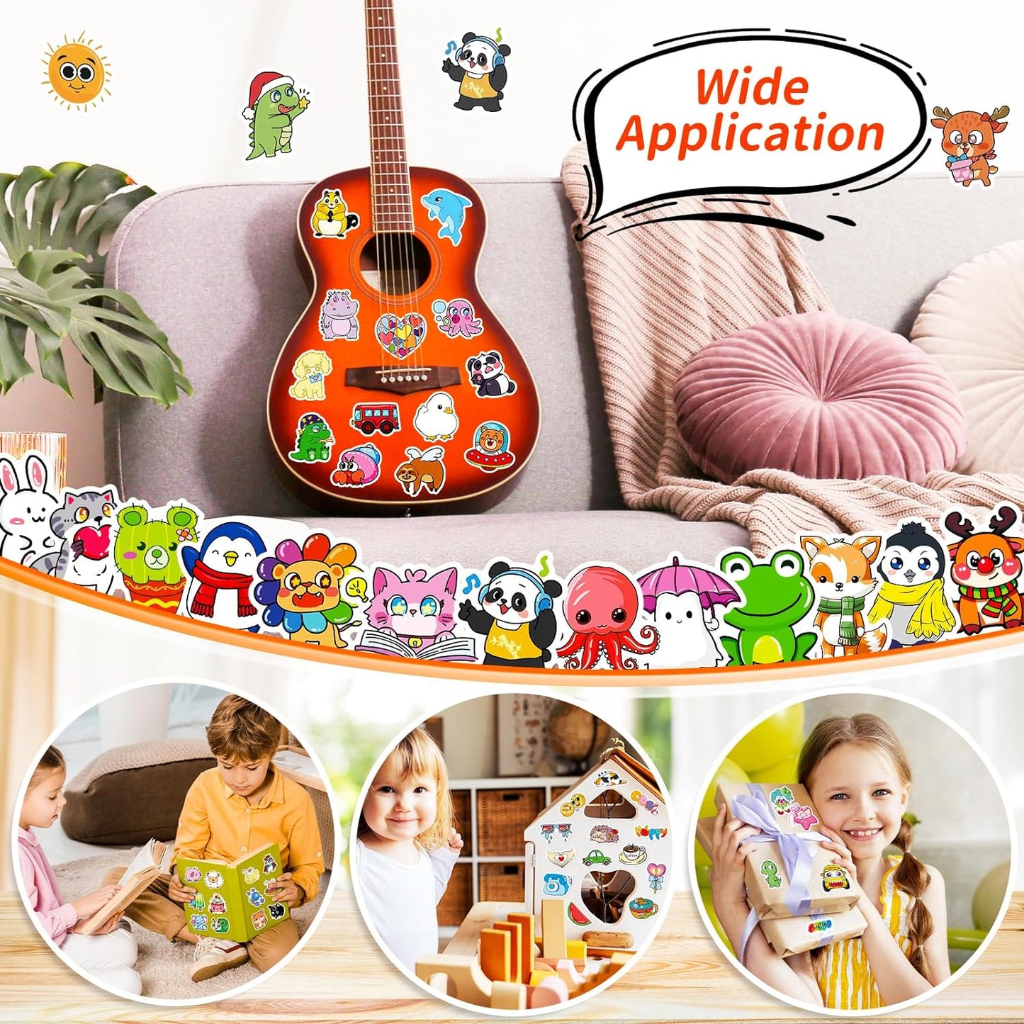 100 PCS Stickers for Kids, Cute Water Bottle Stickers, Waterproof Vinyl Stickers for Water Bottle Laptop Notebook, Kawaii Animal Stickers for Teens Girls Boys Students (Big Sticker Packs)