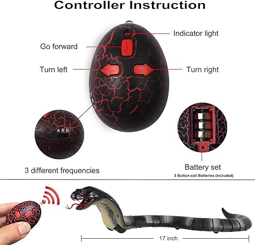 Long Fake Cobra Animal Trick RC Snake, Remote Control Snake Rechargeable Simulation RC Snake, Prank RC Animal Toys - Toyigo