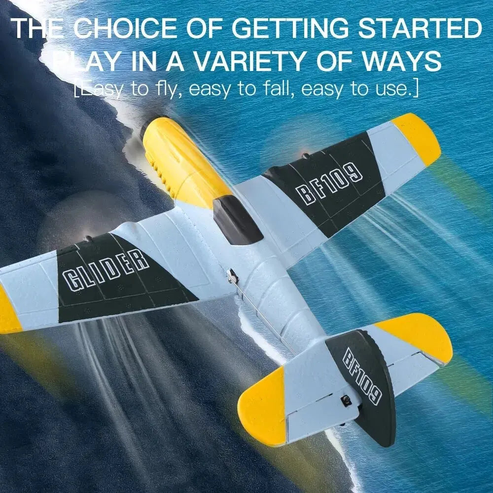 Radio controlled Aircraft, RC 3 Channel BF-109 Remote Control Airplane Fighter Toys, 2.4GHz 6-axis Gyro Stabilizer RTF Glider Aircraft Plane with 2 Batteries, Easy to Fly for Kids - Toyigo