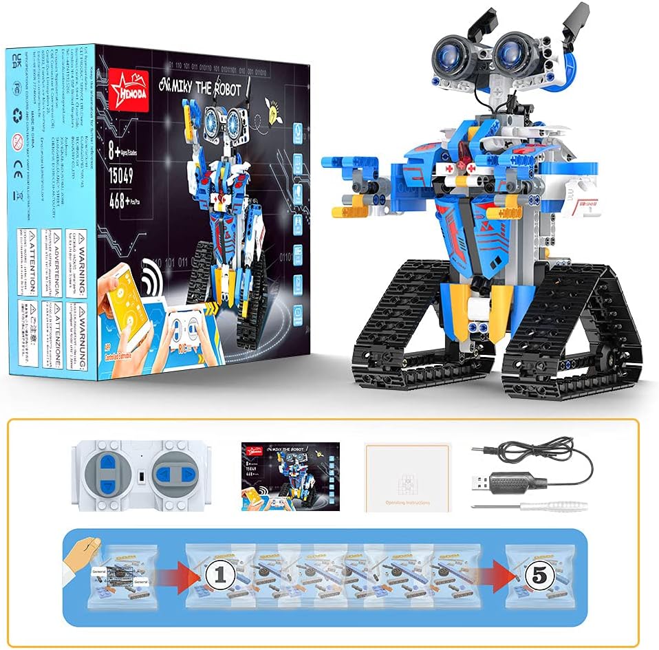 Robot Building Kit, Remote Control Science Programmable Building Block STEM Toy, Educational Science and Technology Learning Toy, 8-16 Year Old Boys Birthday Gift for Kids