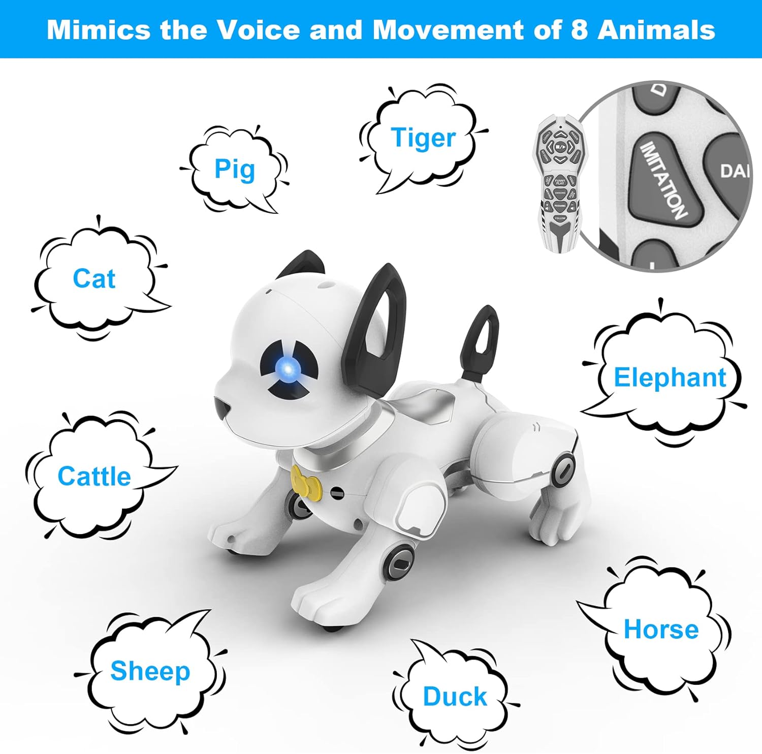 Remote Control Robot Dog Toy, RC Dog Programmable Smart Interactive Robotic Pets, RC Stunt Robot Toys Dog Imitates Animals Music Dancing Handstand Push-up Follow Functions for Boys Girls Toy - Toyigo