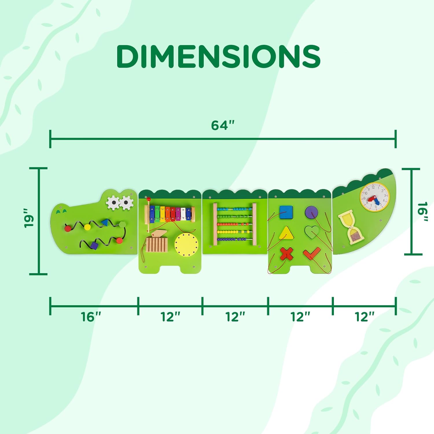 Educational Toys, Crocodile Montessori Busy Board, Activity Cube,Wall Toys,Daycare Furniture,Playroom Furniture,Interactive Toys,Wooden Toys, 6 M+ babies Learning Toys,Boys and Girls Gifts - Toyigo