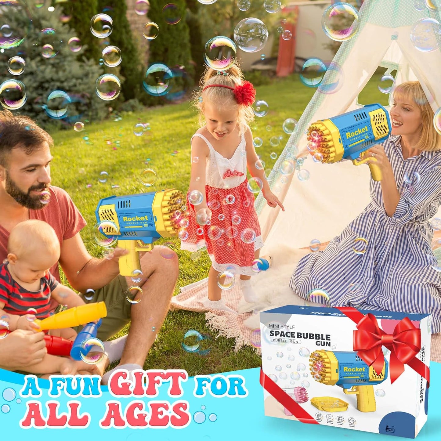 Toys for 3-8 Year Old Boys Girls, 2 Pack Bubble Machine for Kids with Bubble Solution, Gifts for 3 4 5 6 7 8 Years Old Boy Birthday Toy for Kid Toddlers Ages 4-6 Outdoor Wedding Bubbles Wands