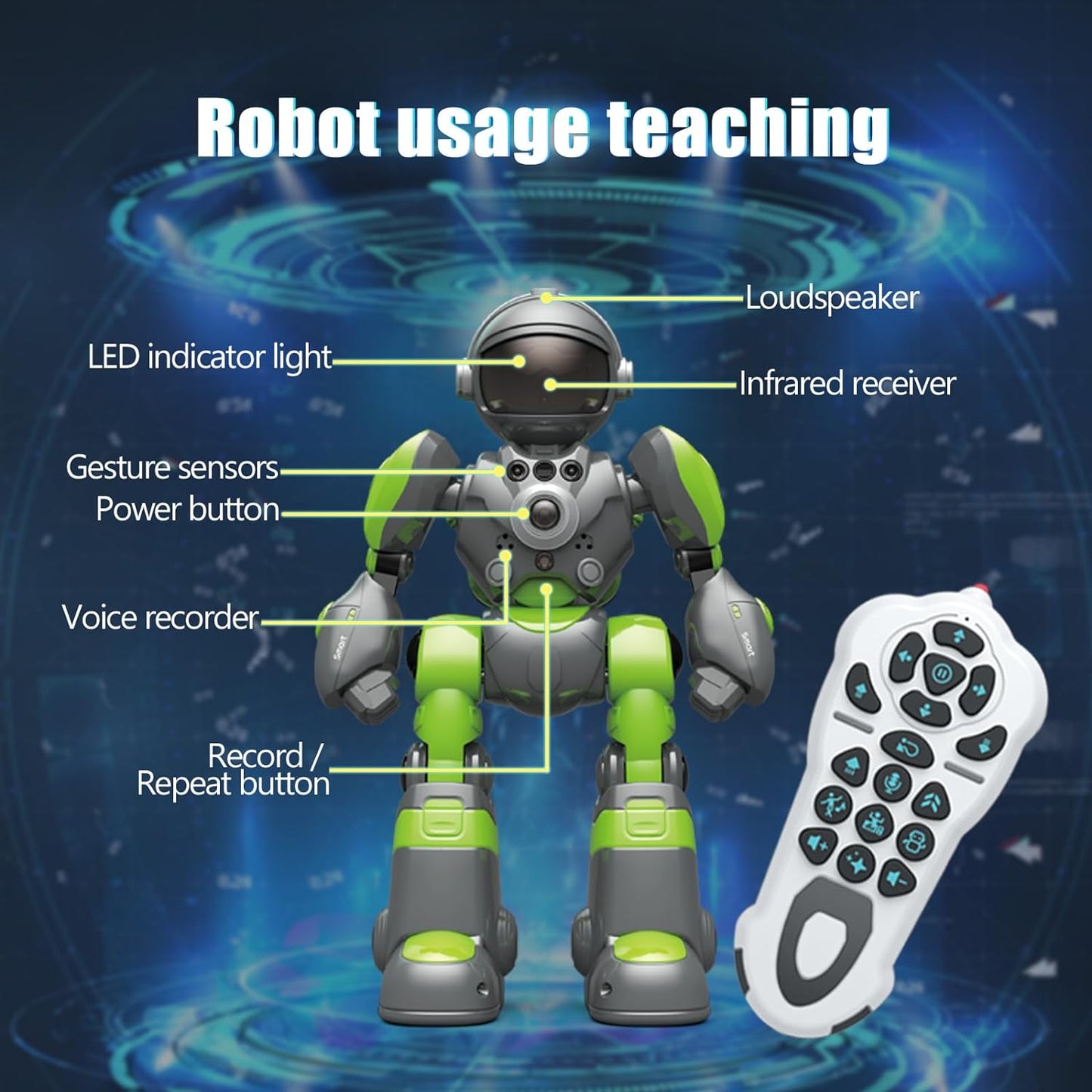 Robot Toys, Vector Robot with Gesture & Sensing Programmable Remote Control, Educational Robot Toy, Recording Repeat Led Eyes?Robot Toy Gifts for Boys Girls 3/12 Years Old Kids