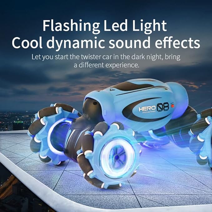 Double-sided stunt RC car, Remote control car with LED lights, Off-road drift RC car, 360ø rotation RC vehicle, 1/16 scale RC car, Music dancing RC car,  Deformation toy car, RC car with gesture control, Gesture sensor twist RC car