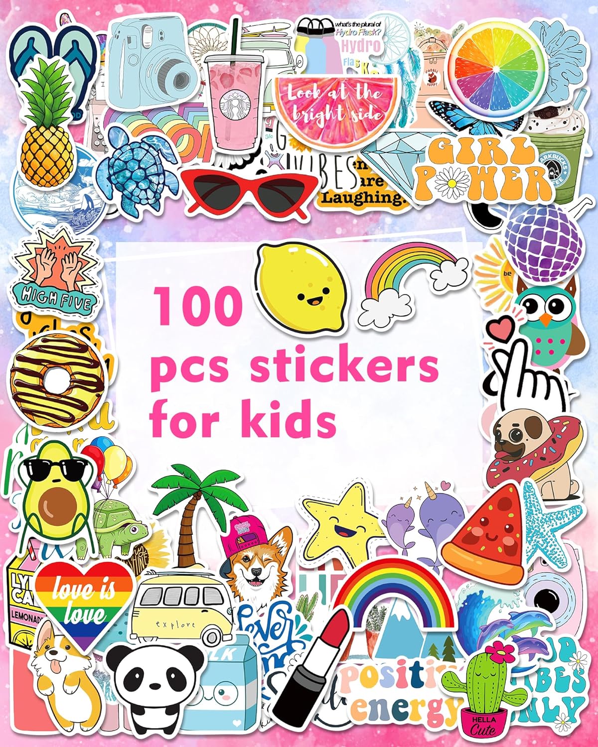 Stickers for Water Bottles, 100 PCS Stickers for Kids Teens Girls Students Classroom Teacher Prizes for Kids Cute Vinyl Waterproof Laptop Stickers for School