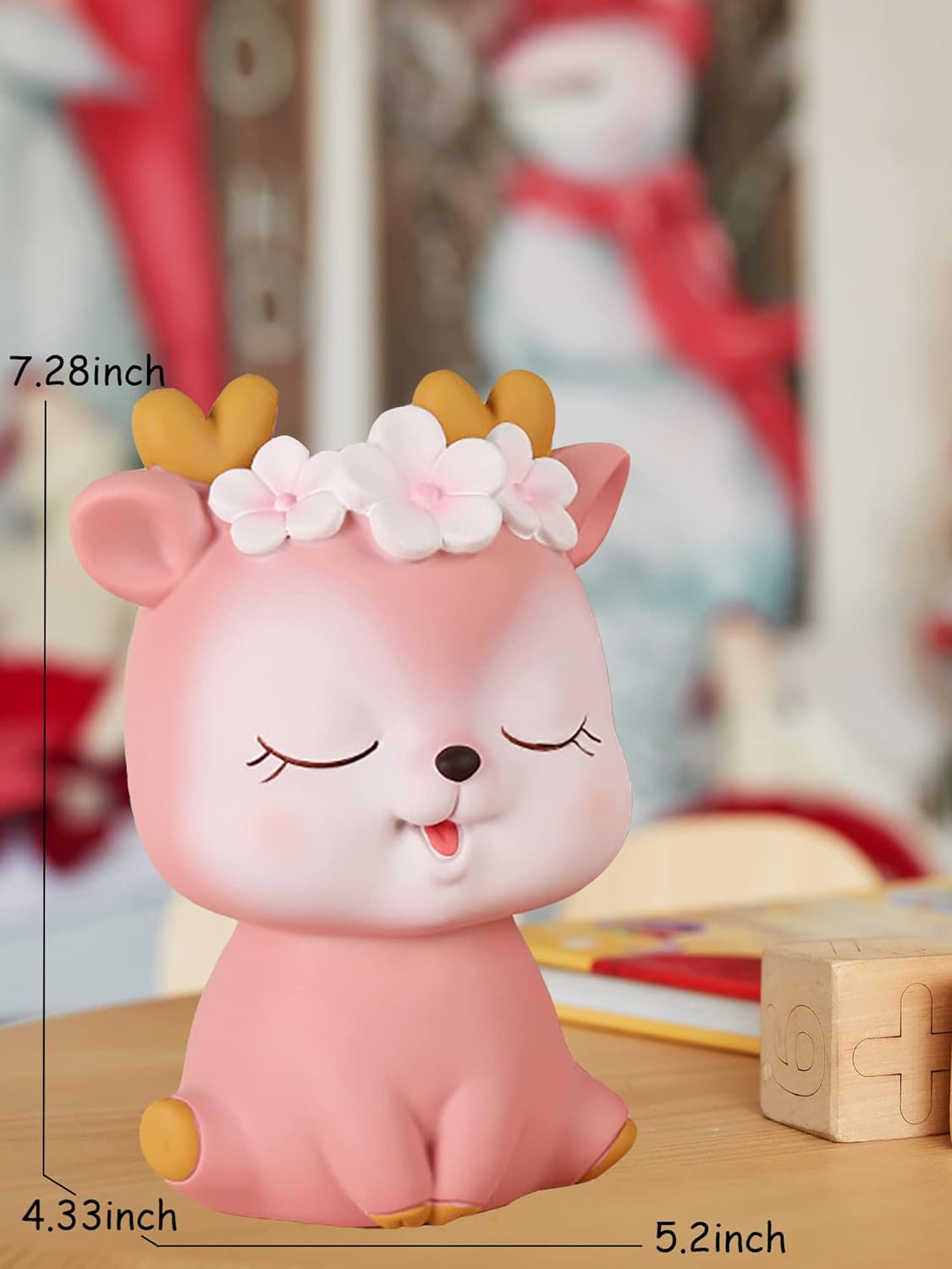 Piggy Bank Girls, Cute Deer Money Bank, Unbreakable Plastic Coin Bank, Pink Piggy Banks Saving Money Box Home Room Decoration Birthday for Kids Adults