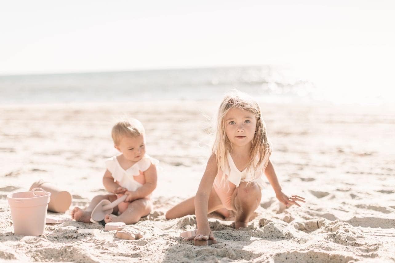 Silicone Summer Beach Set XL, Toddler Sandbox Toys  + Beach Bag + Watering Can & Rake (Warm Sand)