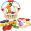 Wooden Fruit Basket Play Set with Magnetic Vegetables, Simulation Kitchen Toy for Kids