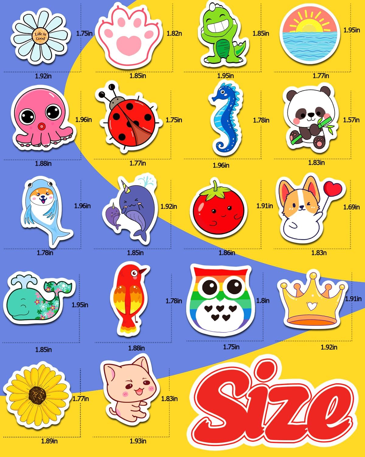 2000 Pcs Stickers, Water Bottle Stickers for Teens, Cute Kawaii Vinyl Phone Laptop Skateboard Animal Waterproof Stickers  for Kids, Bulk Aesthetic Sticker Packs for Boys Girls Teacher