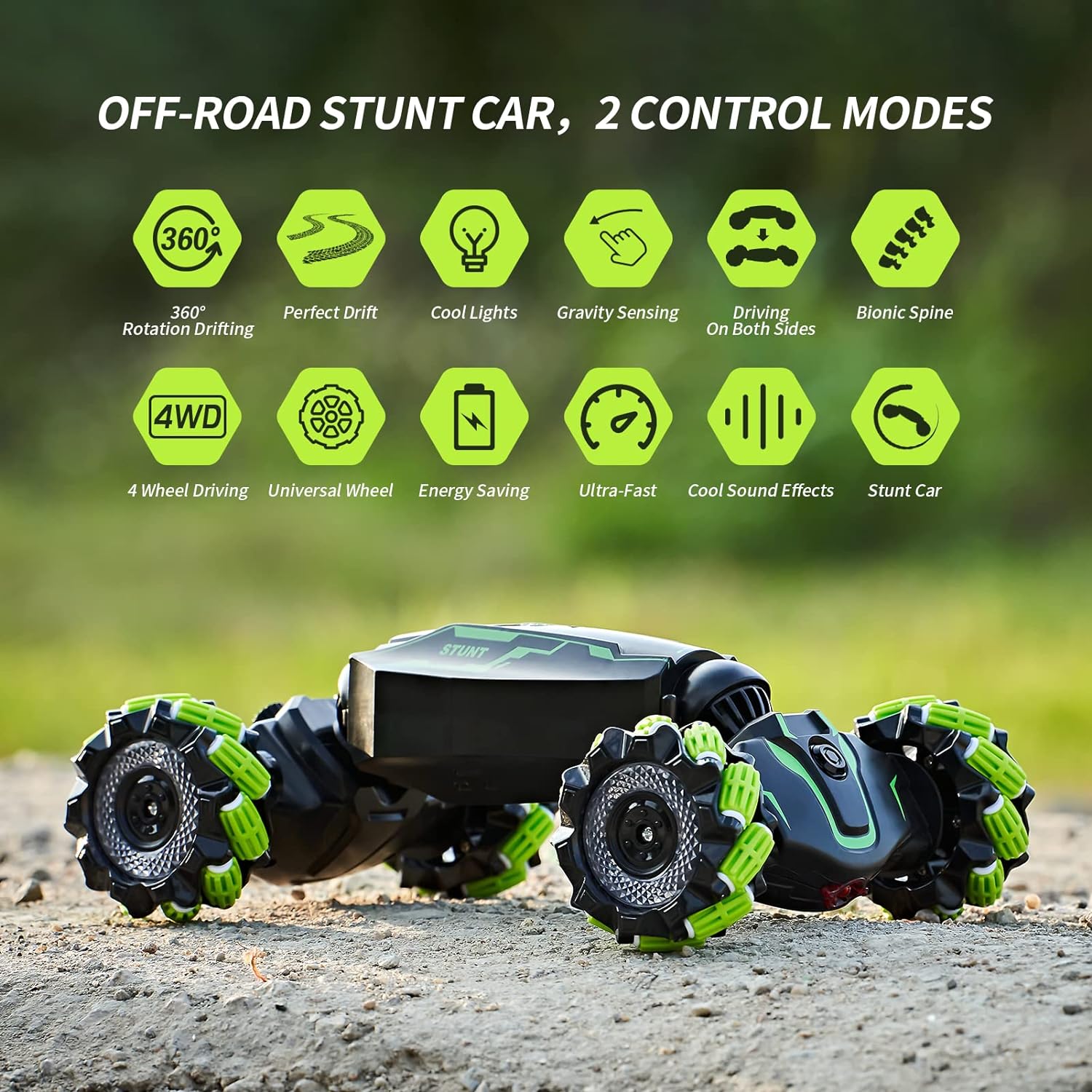 Remote Control Car, 4WD Gesture Sensing RC Stunt Car, 360ø Rotation with Light and Music, Double-Sided Vehicl, Best Birthday Gifts Kids, RC Cars for 6-12 yr Kids - Toyigo